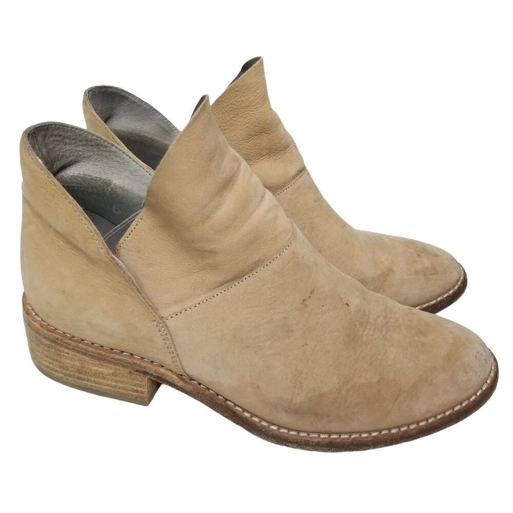Eileen Fisher Womens Tulip Topline Suede Leather Ankle Booties Sz 7 Pull On Tan